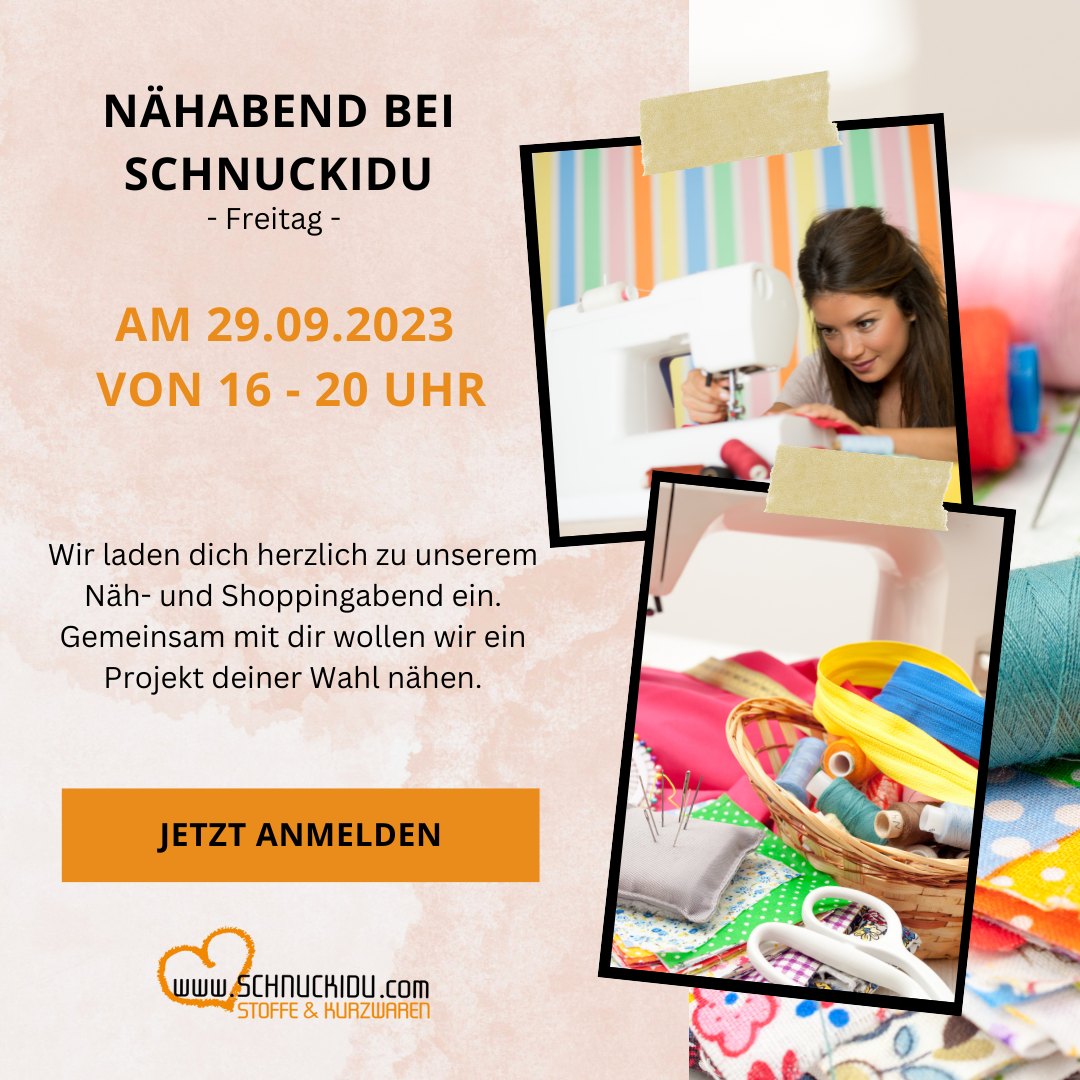 Nähabend bei Schnuckidu am Freitag, den 29.09.2023 von 16-20 Uhr