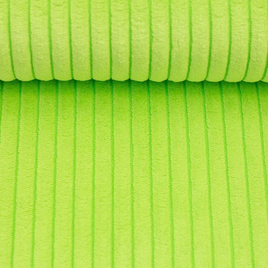 Swafing Breitcord Wanja in Limes, kräftiger hellgrüner Cordstoff, 100% Polyester, 380g/m², ideal für Taschen und Kleidung, Schnuckidu Vorbestellung