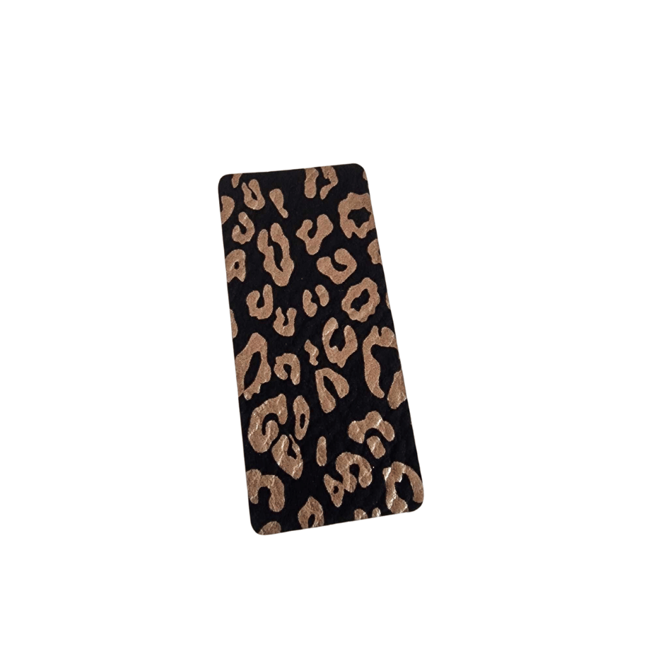 Label - Kunstleder - Schwarz/Gold - 4,5cm x 2cm - Leoprint