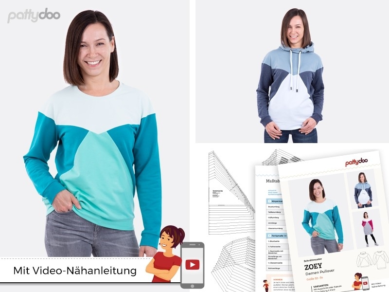 Pattydoo - Schnittmuster Zoey Colourblock-Pullover by pattydoo Pattydoo - Schnittmuster Zoey Colourblock-Pullover by pattydoo
