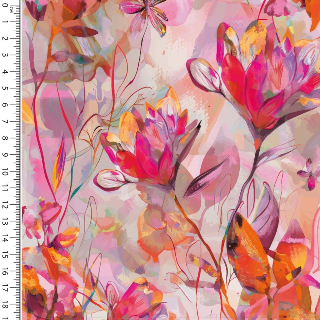 Motivjersey - Digitaldruck -  Blumen in Pink