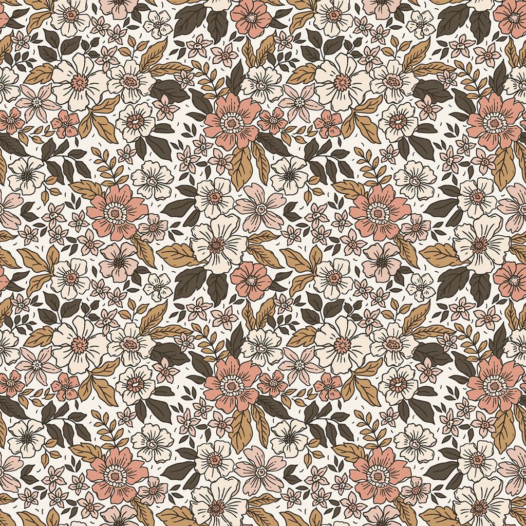 Webware - Baumwoll Stoff - Digitaldruck - Blumen in Herbsttönen
