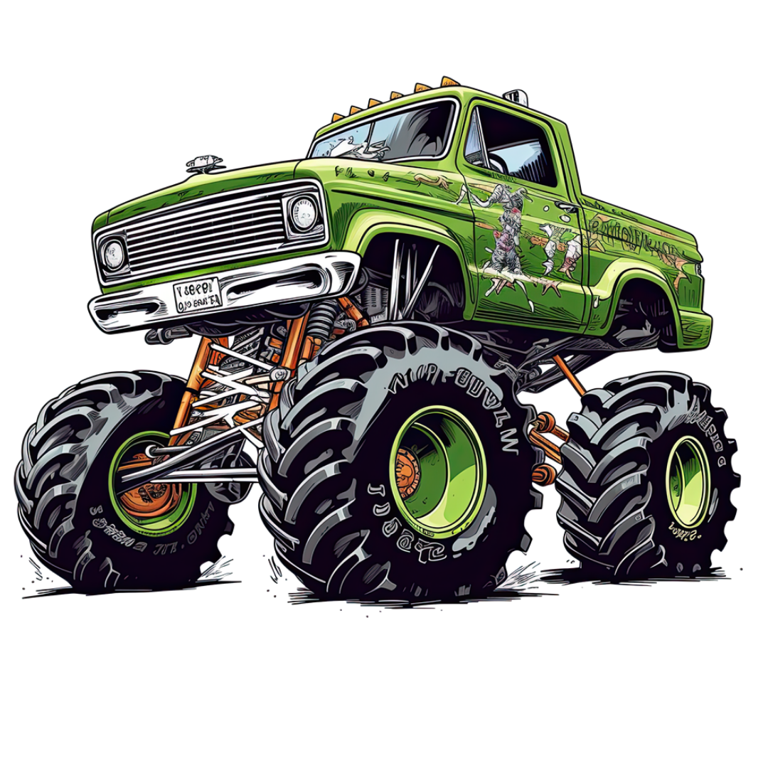 Bügelbild - Plott - Monstertruck in grün 10cm x 7cm
