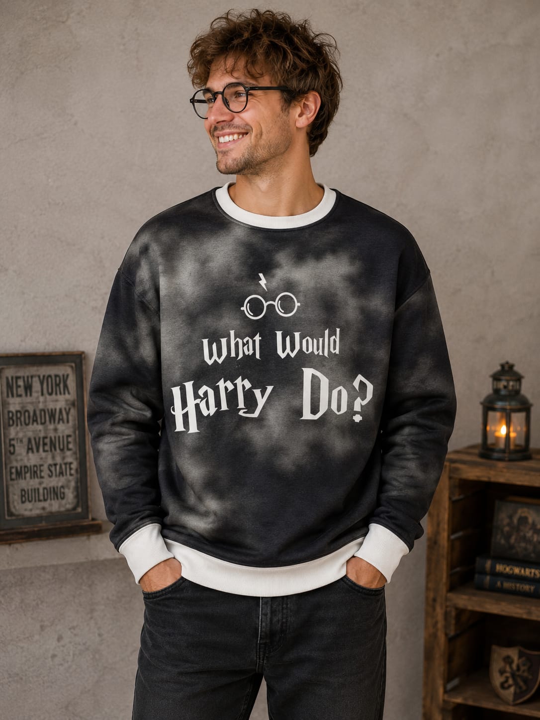 VORORDER - Panel Eigendesign  - French Terry - ca. 82x145cm - What would Harry do?