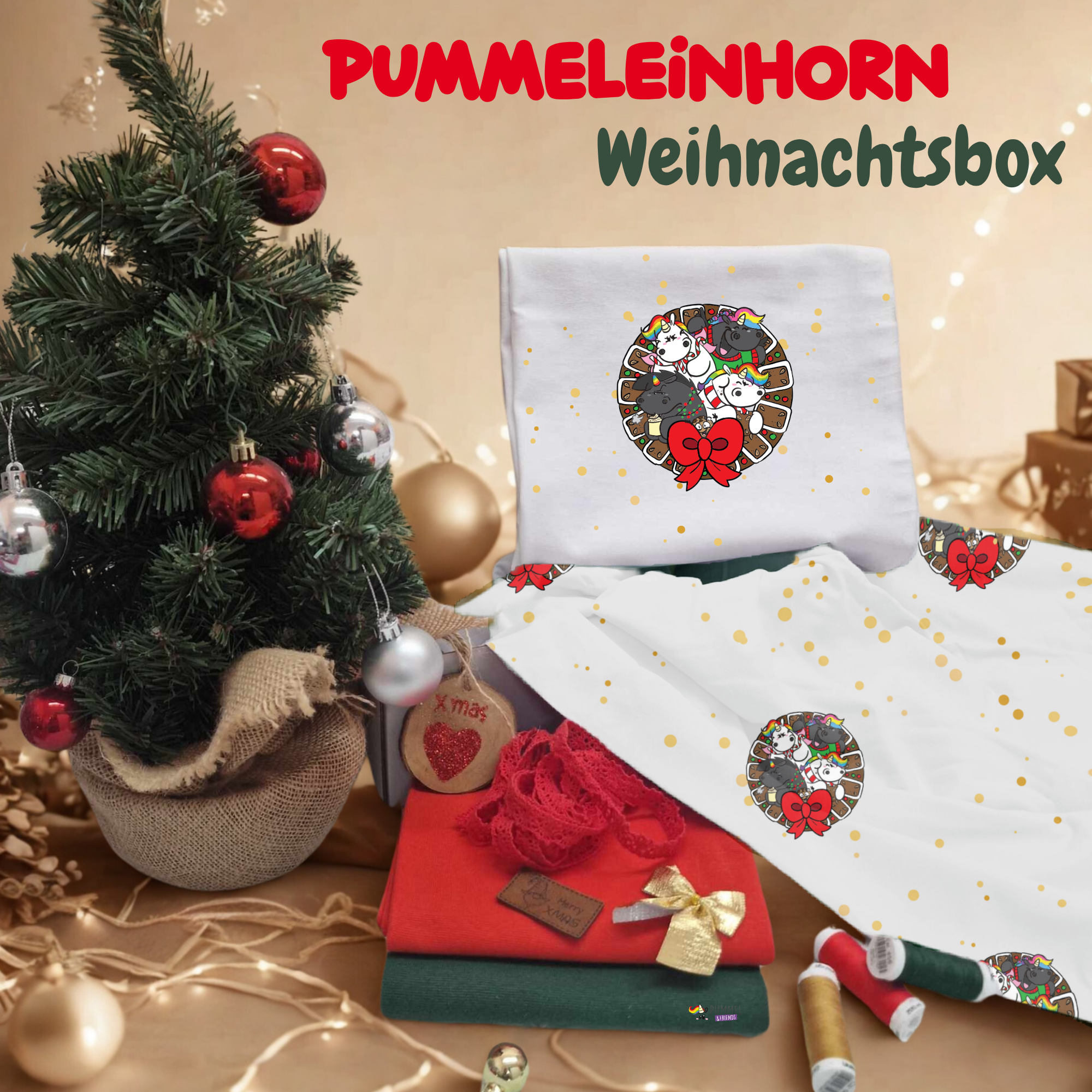 Pummeleinhorn Stoff Weihnachtsbox – Kreative DIY-Freude für die Festtage - Grummelgrinch