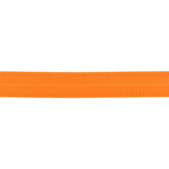 Mattes elastisches Einfassband in leuchtendem Orange, 15 mm Breite, hochwertige Materialmischung mit Lycra, ideal zum Einfassen von Sportkleidung, Jersey und Kinderbekleidung.
