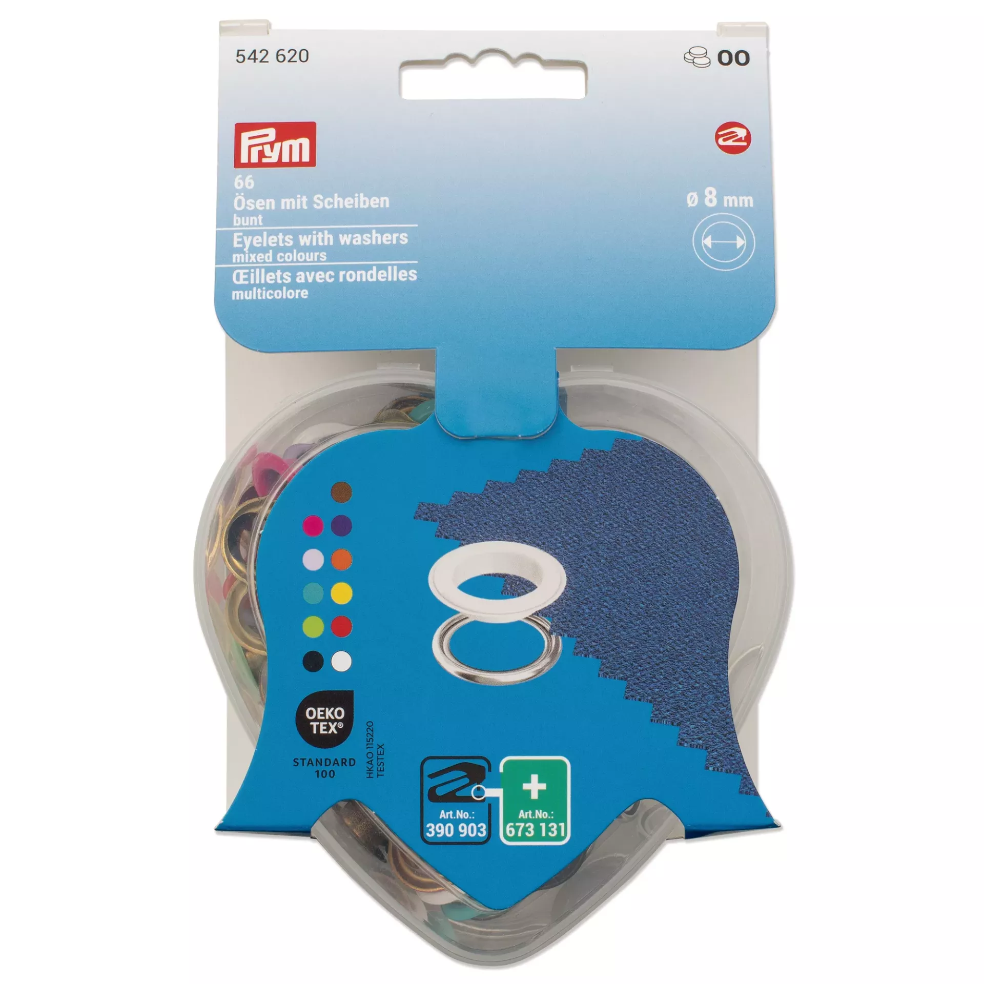PRYM - Ösen mit Scheiben 8mm - 66 Stück - Bunt - 542620