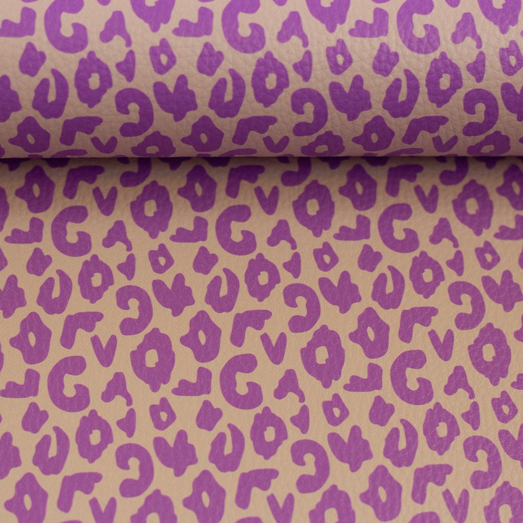 Swafing Kunstleder Brush & Wild by Cherry Picking, Design LEO Rosa mit violetten Leopardenflecken, hochwertiges Lederimitat, 91% PVC 9% PL, Taschenzubehör, Vorbestellung