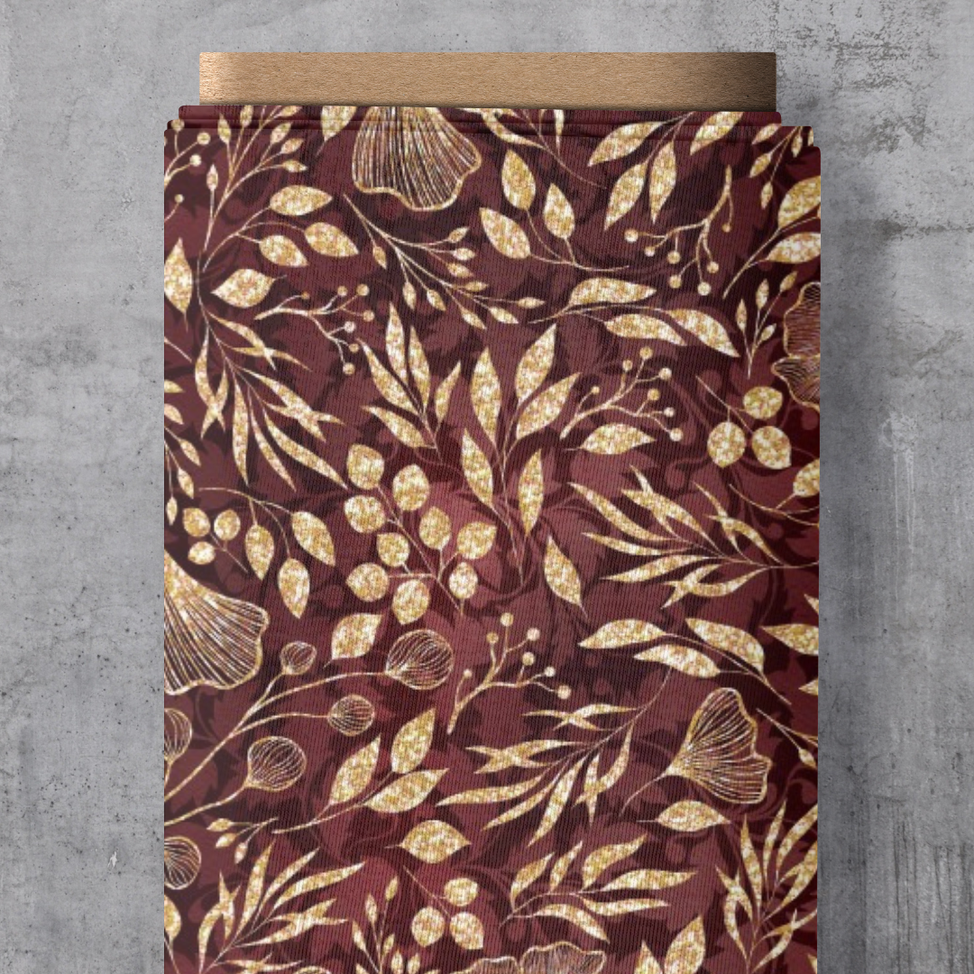 French Terry - Eigendesign - Red Ginkgo - Sofortkauf
