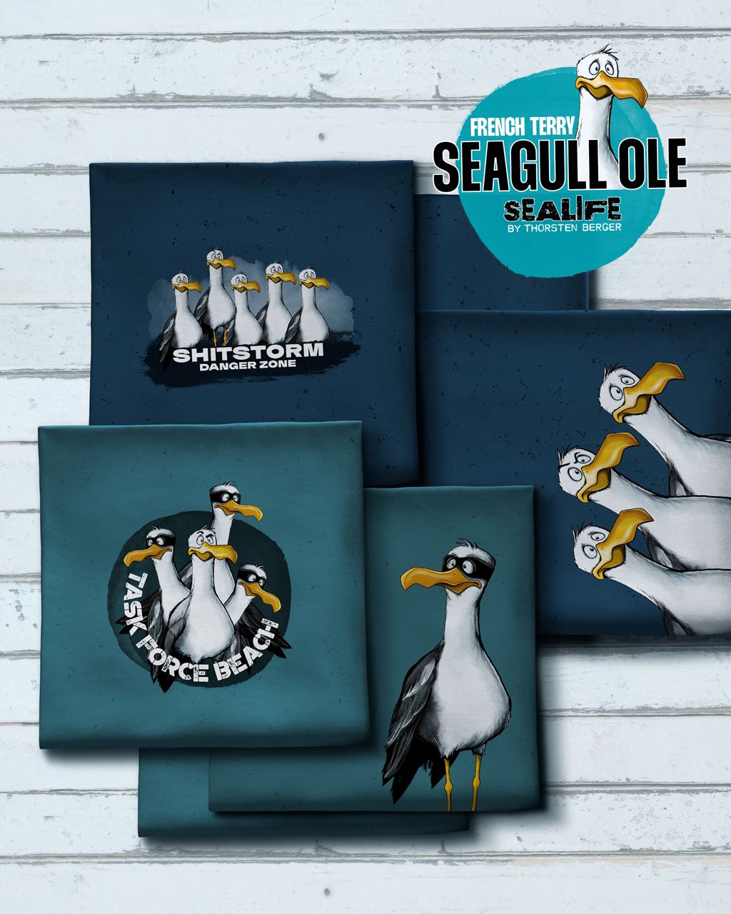 French Terry - Seagull Ole by Thorsten Berger - Kombistoff - Petrol
