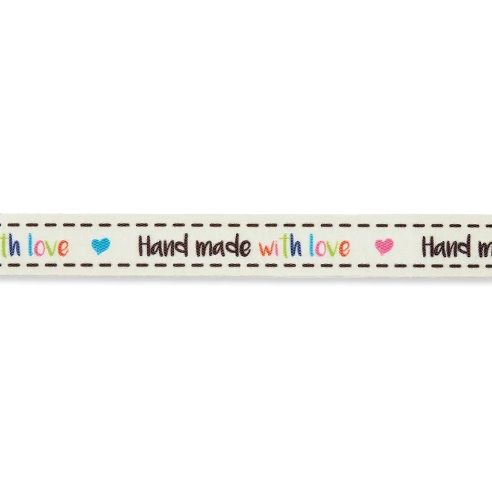 Webband - Dekoband - 15mm - Handmade with Love - Schwarzer Rand