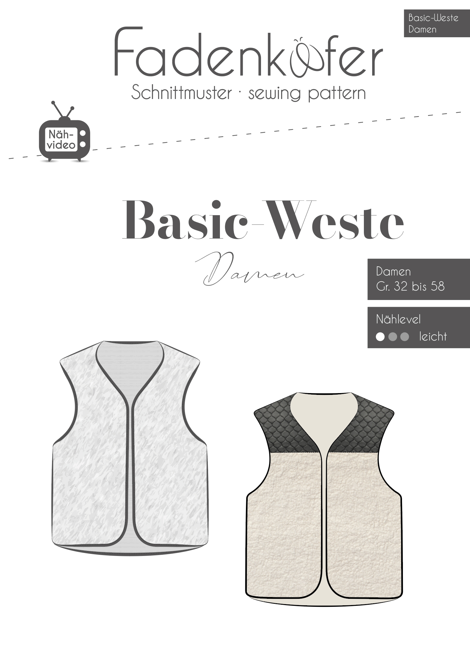 Papierschnittmuster Fadenkäfer - Basic Weste für Damen