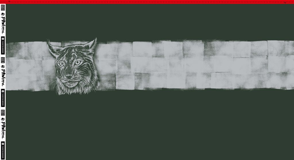 French Terry - Swafing - Panel - Pawerful by Thorsten Berger - ca. 85cm x 155cm - Wildkatze