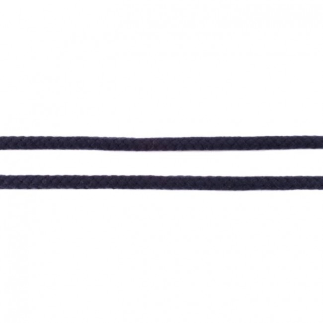 Dunkelblaue doppelt gewebte Baumwollkordel, 8mm Durchmesser, hochwertige Meterware für Hoodies, maritime Mode und Hosen.