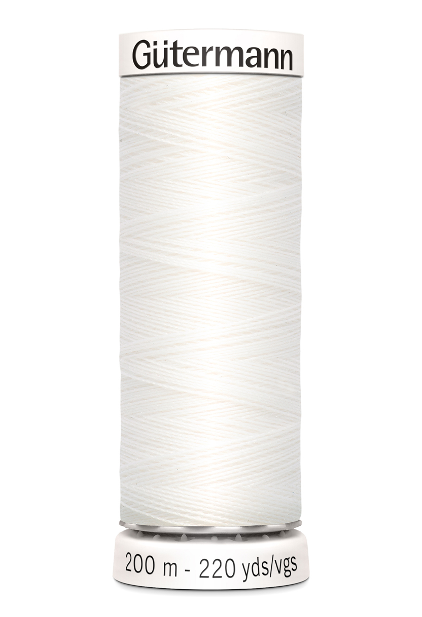 Gütermann Allesnäher 200 Meter in Weiß (800) – Hochwertiges Premium-Nähgarn aus 100% Polyester für alle Stoffe. Strahlend weißer Allesnäher, reißfest und farbecht.
