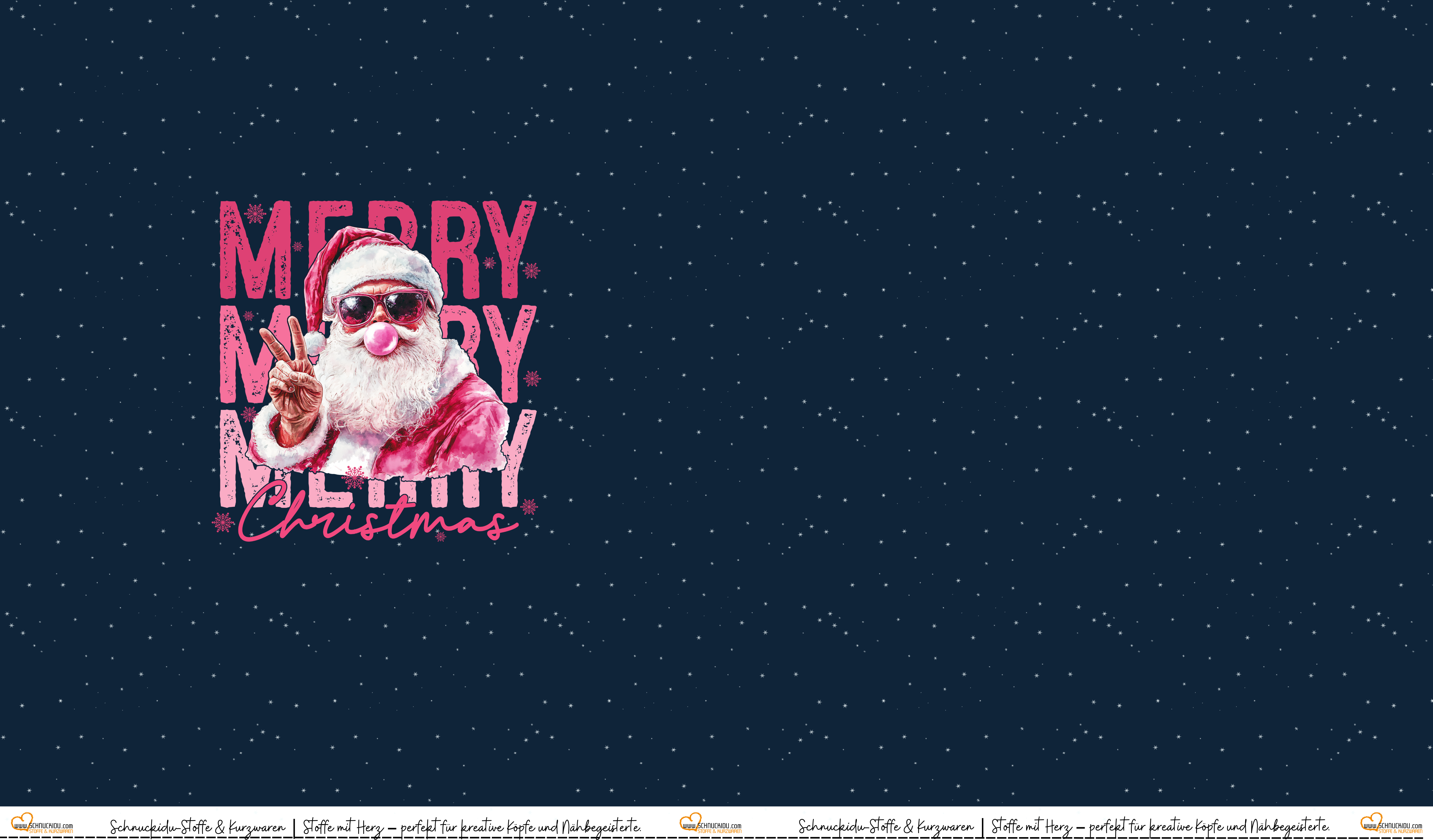Schnuckidu Eigendesign French Terry Panel Merry Christmas mit festlichem Weihnachts-Motiv und passendem Kombistoff XMAS Blau.