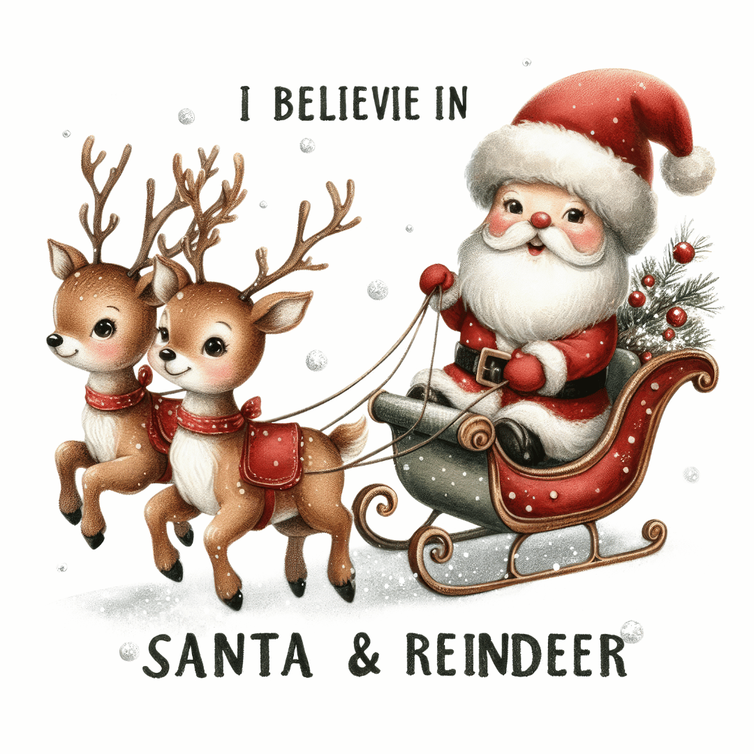 Bügelbild - Plott - santa & reindeer - ca. 11,2cm x 10,1cm