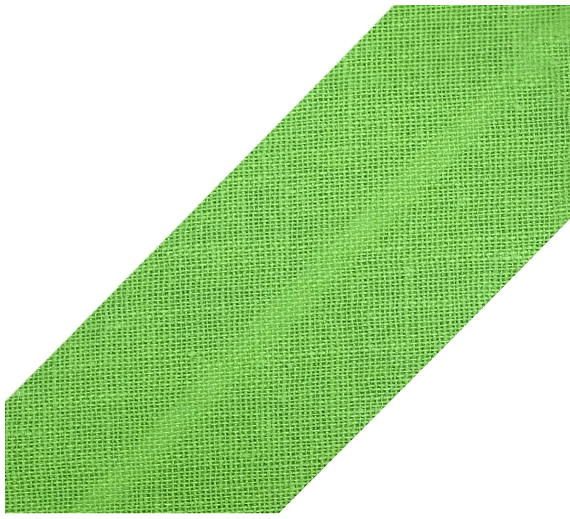 Grünes Schrägband aus 100% Baumwolle, 20mm Breite (vorgefalzt), hochwertiges Einfassband als Meterware für Kantenabschlüsse an Kleidung.