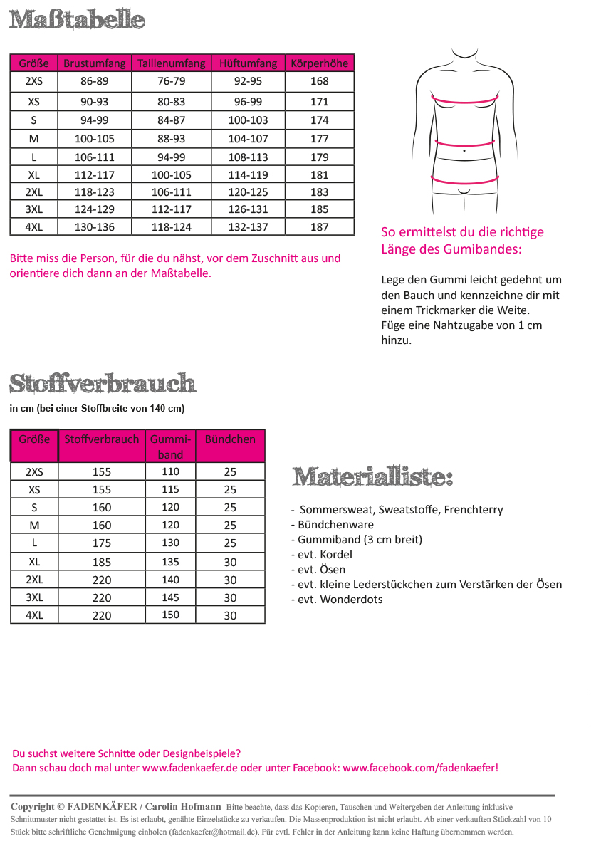 Papierschnittmuster Fadenkäfer - Jogginghose "Chris" - Herren