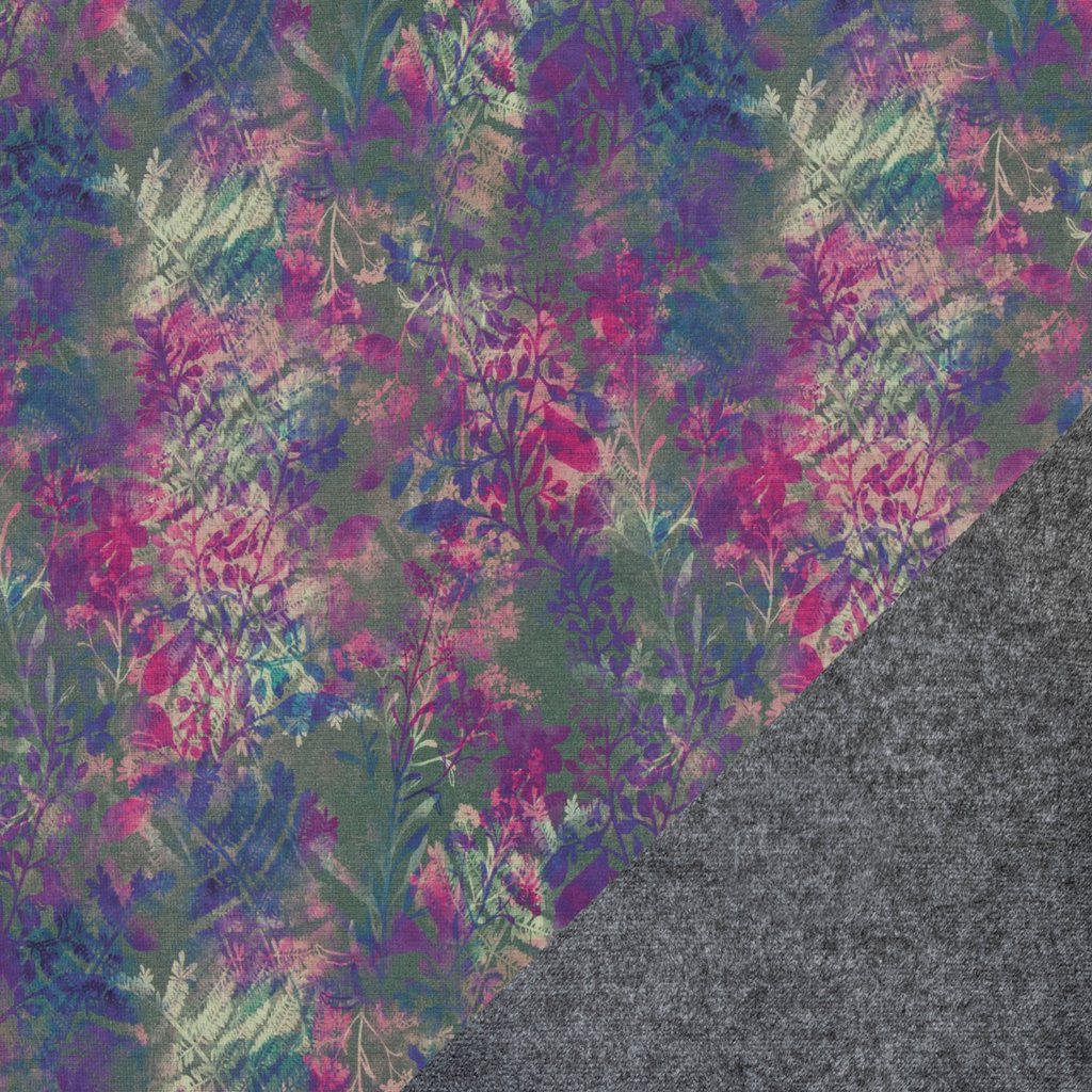 Alpenfleece - Sweat Stoff mit Plüschfell-Abseite - Swafing -  Isla - Blütenzweige Alpenfleece - Sweat Stoff mit Plüschfell-Abseite - Swafing -  Isla - Blütenzweige