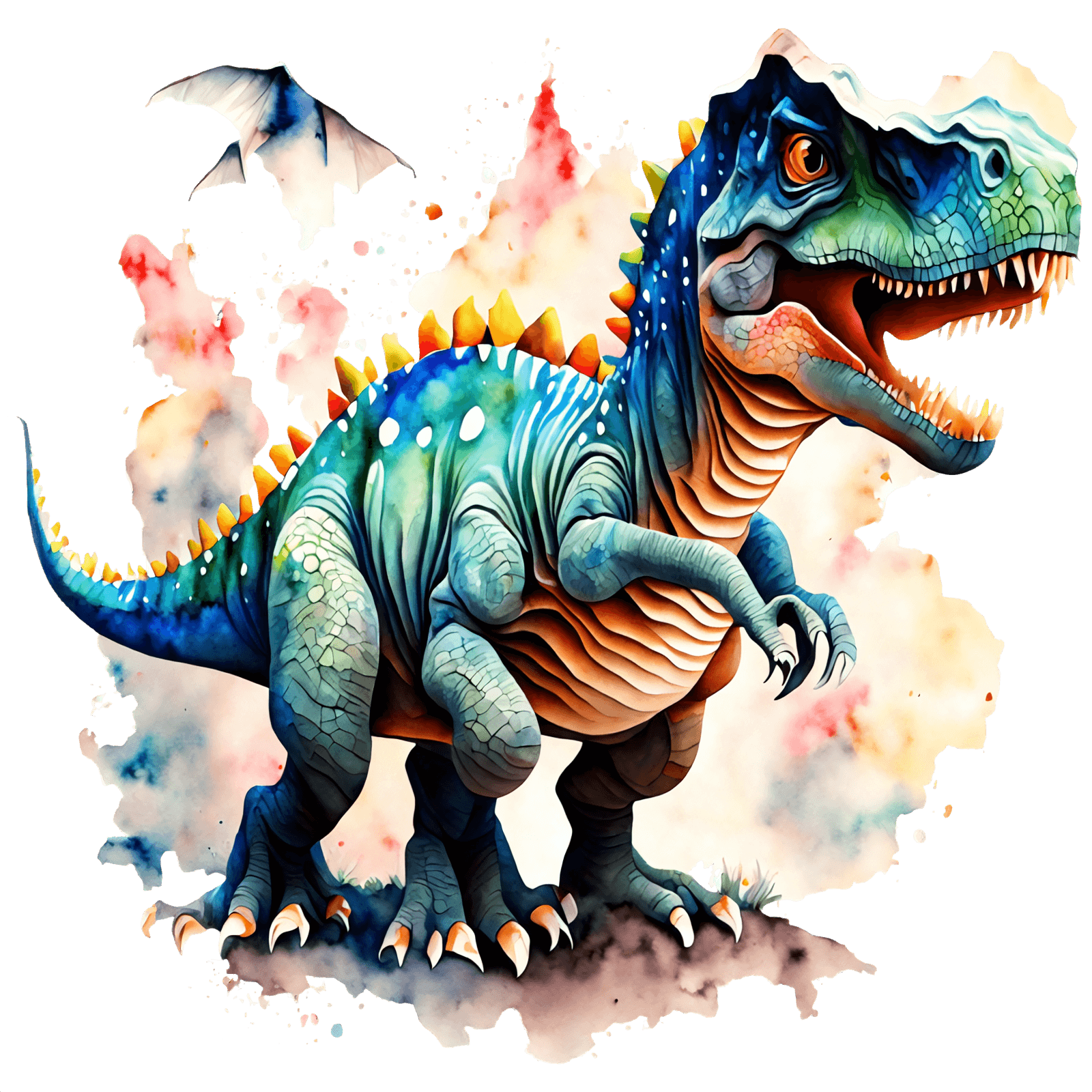 Bügelbild - Bügelmotiv - Plott - Dinosaurier - T-Rex blau für T-Shirt, Sweatshirt, Geburtstag uvm. - 12cm x 12cm