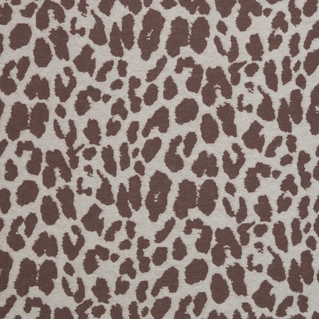 Swafing Jacquardjersey Emily Leoprint Braun – Hochwertiger Baumwoll-Jacquard mit modernem Leo-Muster für Pullover, Kleider und Cardigans.