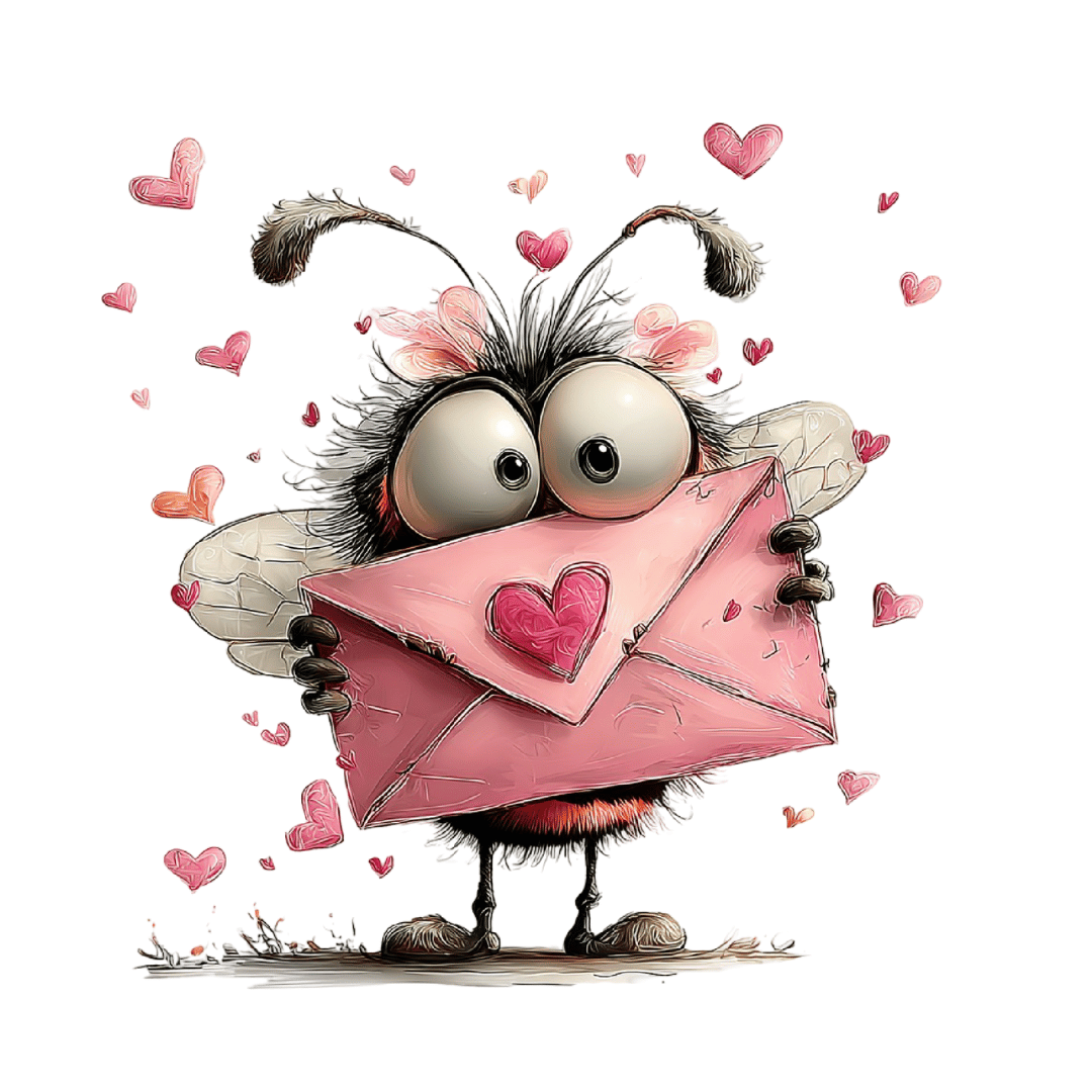 Bügelbild - Biene mit Liebesbrief - ca. 14x14,4cm