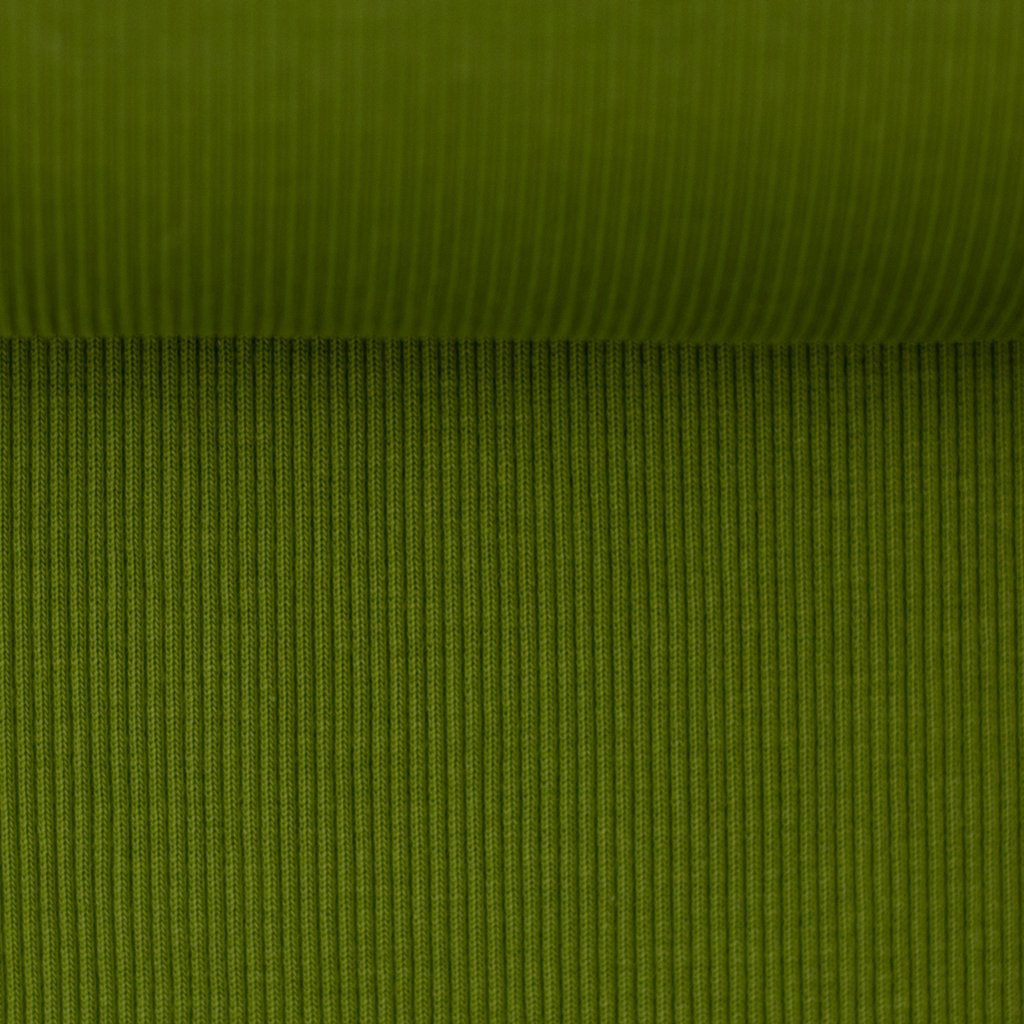 Heugrünes Rippbündchen Tessa von Swafing mit grober 2x2 Rippstruktur
