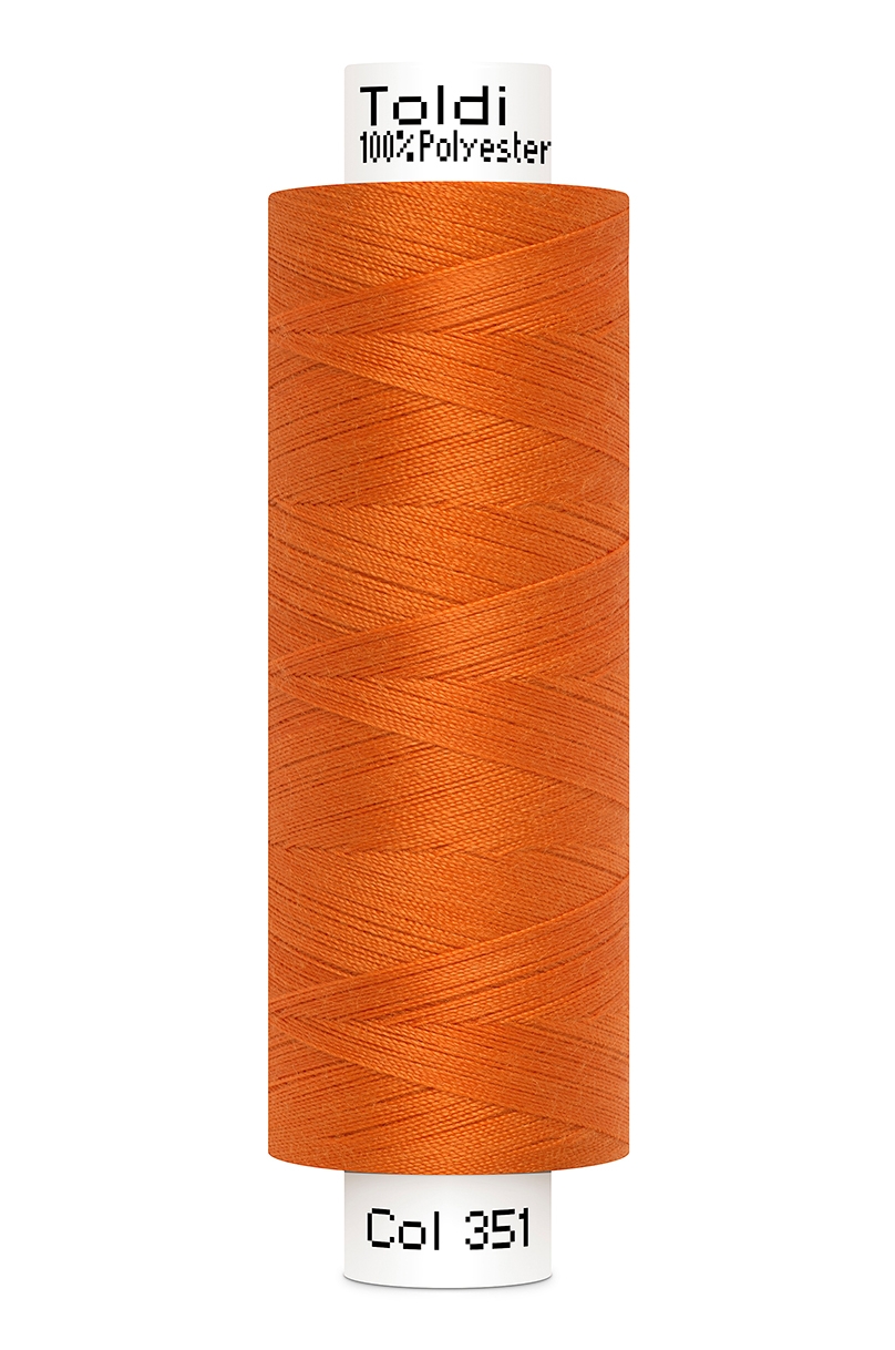 Gütermann Allesnäher Toldi 500 Meter in Orange (351) – Hochwertiges Nähgarn aus 100% Polyester für Nähmaschinen und Handarbeiten in sattem Orange.