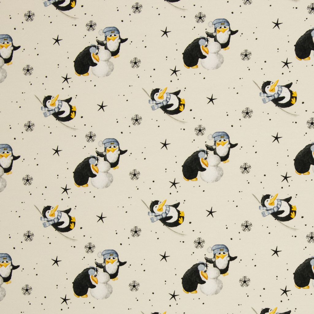 French Terry - Swafing - Funtarktis by Sabine Marschall - Pinguine auf Ecru French Terry - Swafing - Funtarktis by Sabine Marschall - Pinguine auf Ecru