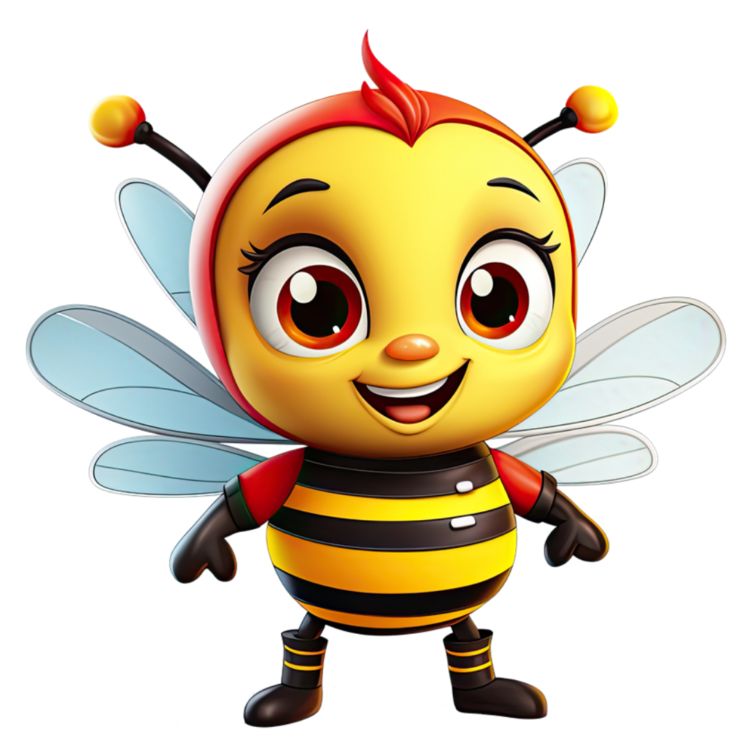 Bügelbild - Plott - Biene mit roten Haaren 9cm x 9cm