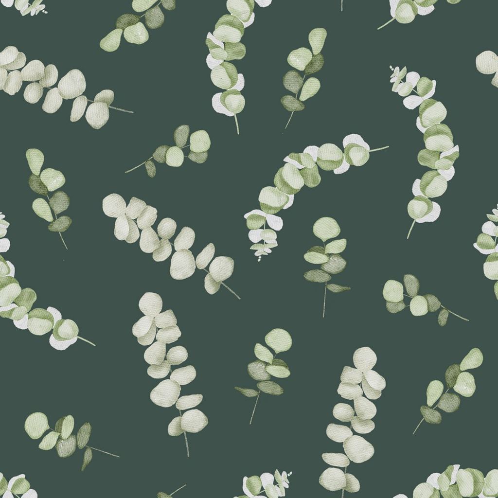 Canvas - Dekostoff - Leinenoptik - Digitaldruck - Eukalyptuszweige auf Grün