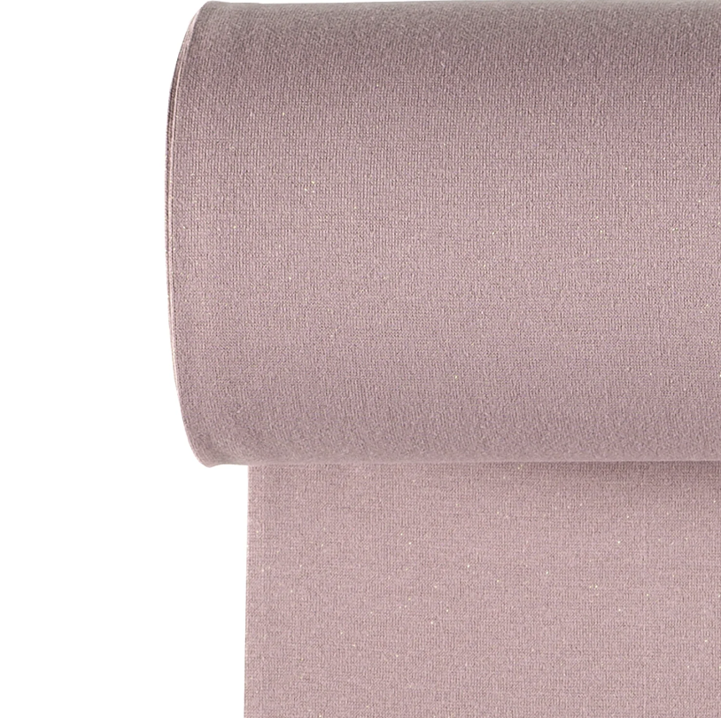 Glitzer Bündchen Feinripp  Uni - Rosa - Goldlurex