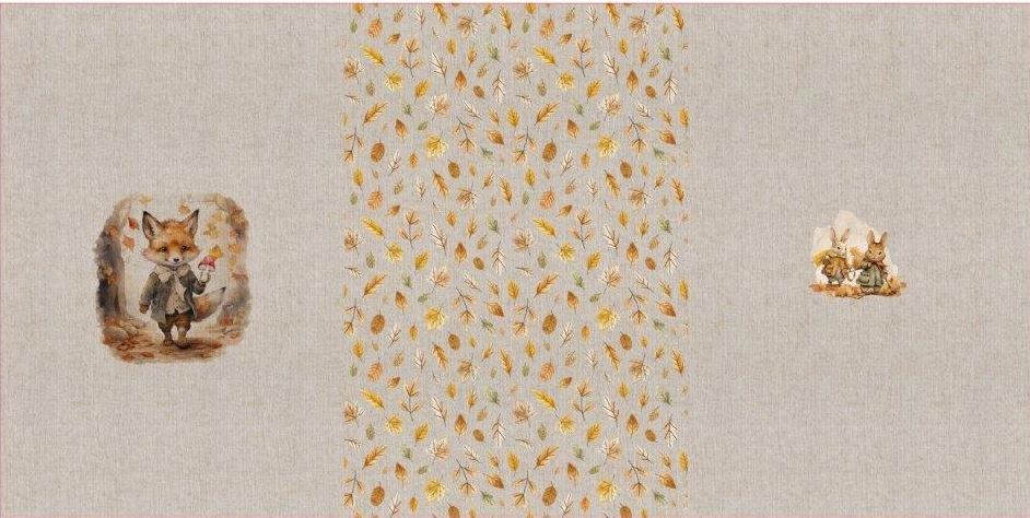 Liebevolles French Terry Panel "Herbsttiere" von Stenzo, niedliche Waldtiere in herbstlicher Kulisse, ca. 75cm x 150cm, 95% Baumwolle & 5% Elasthan, Öko-Tex Standard 100, ideal für Kinder-Hoodies und Sweatshirts