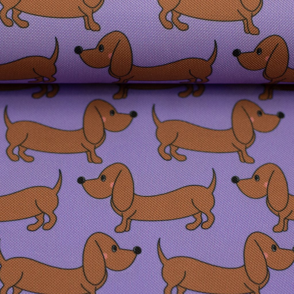 Oxfordgewebe - Polyester Webware - Happy Collection by Cherry Picking  - Dackel Lila