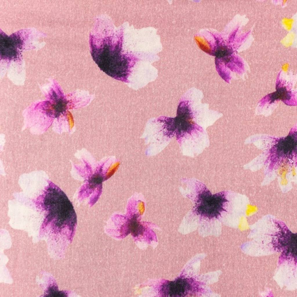 Musselin - Double Gauze - Mullstoff - Lila Blumen auf Altrosa