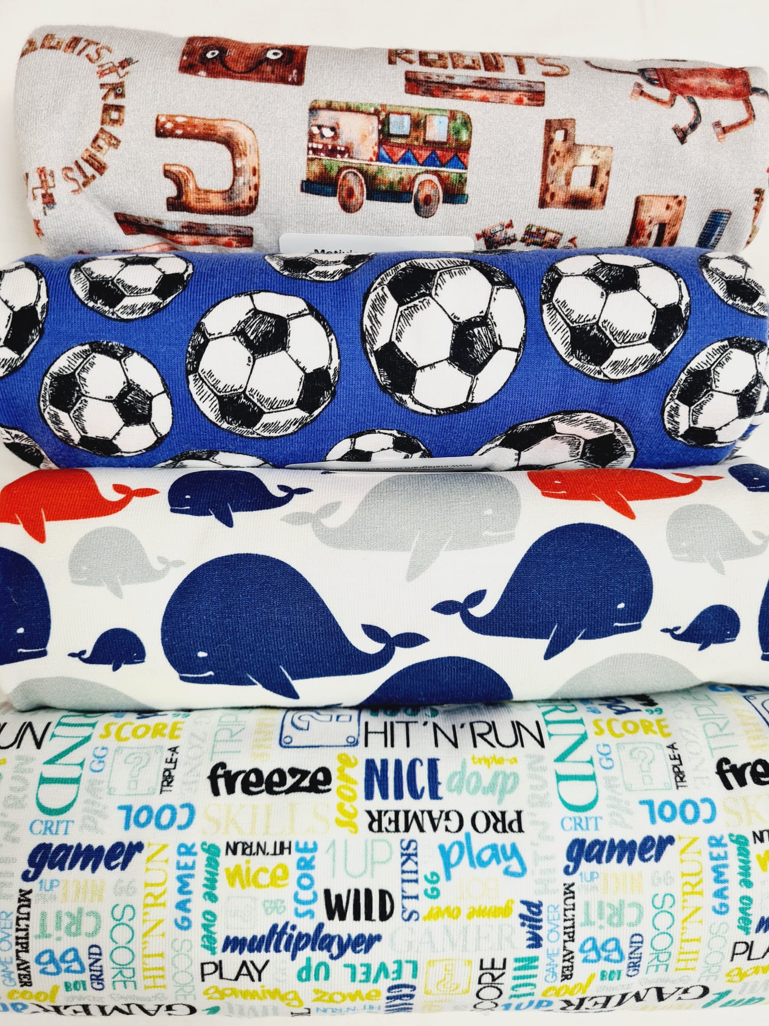 Stoffrollen Stoffpaket - 2 Meter Motivjersey - 4 x 0,5m - #8