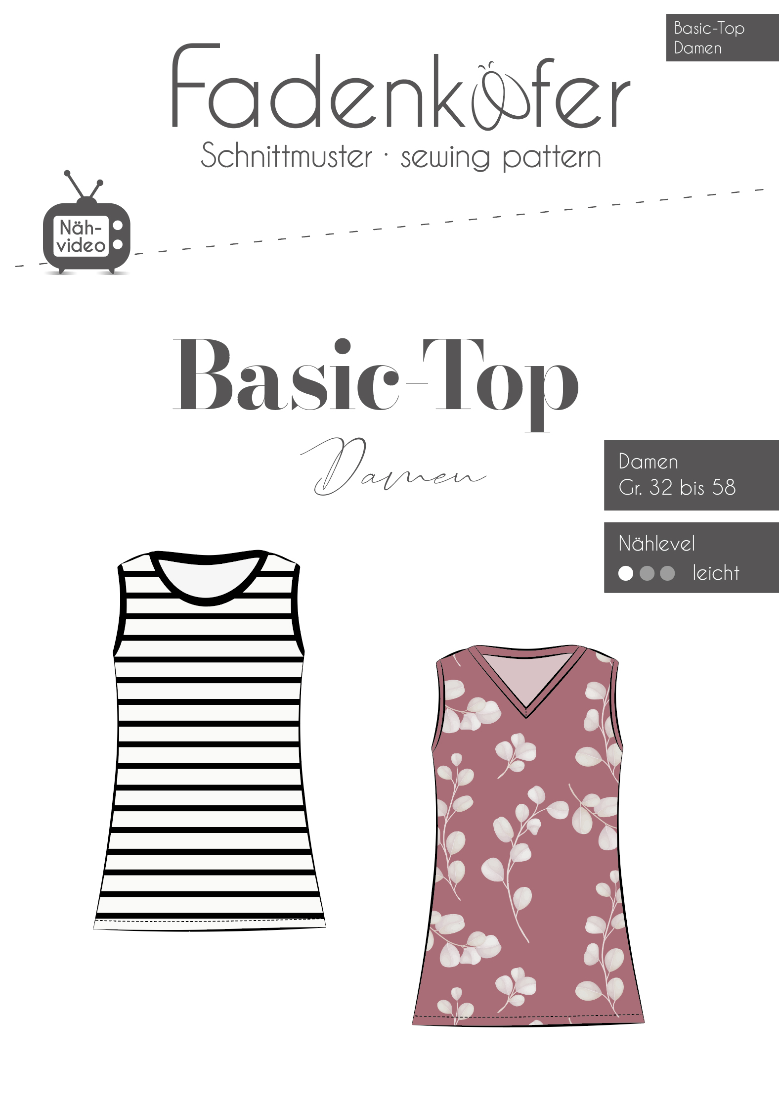 Papierschnittmuster Fadenkäfer - Basic Top für Damen