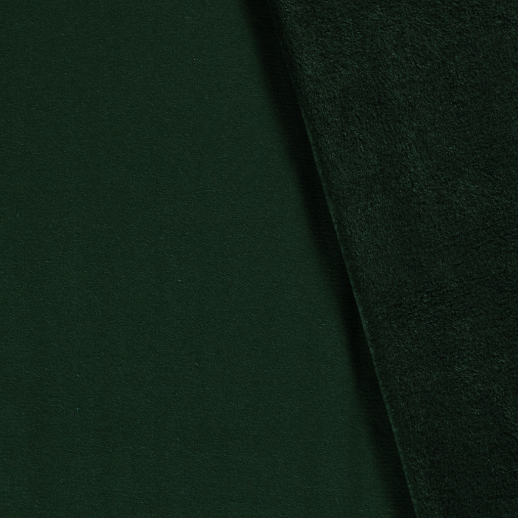 Alpenfleece - Sweat Stoff mit Plüschfell-Abseite - Uni - Waldgrün