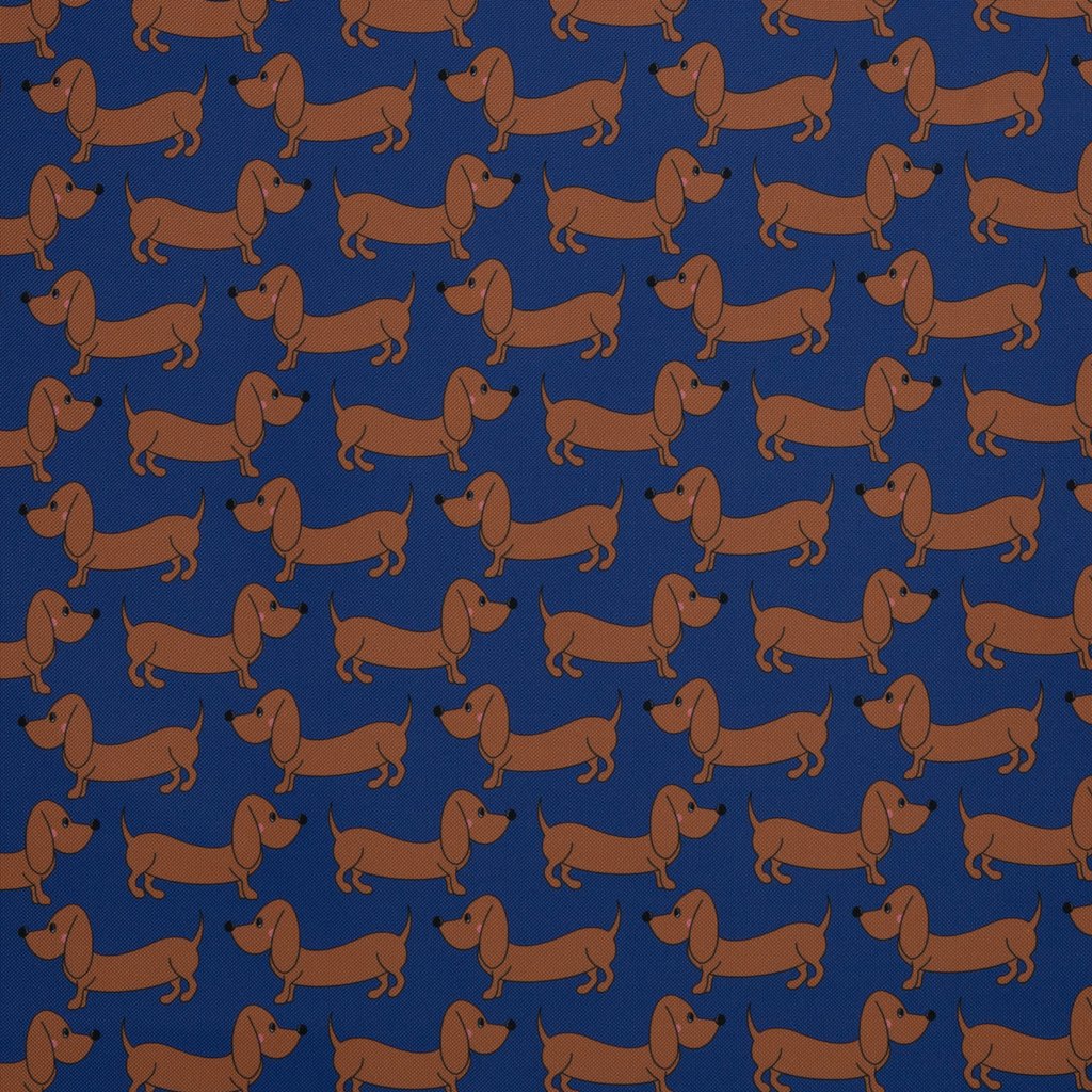 Oxfordgewebe - Polyester Webware - Happy Collection by Cherry Picking  - Dackel Blau Stoffrest 80cm