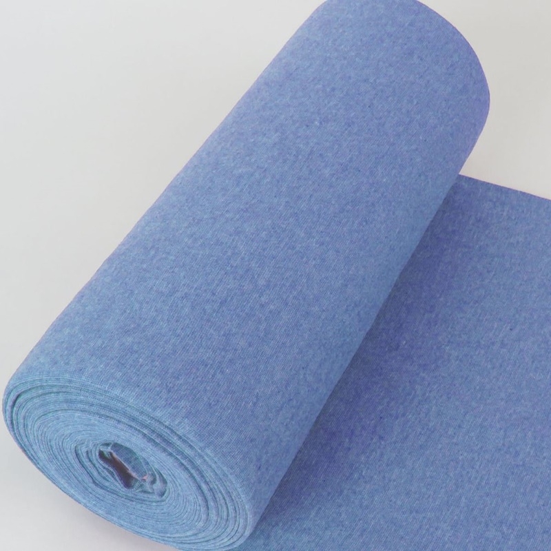 Bündchen Stoff Feinripp Uni - Blau Melange