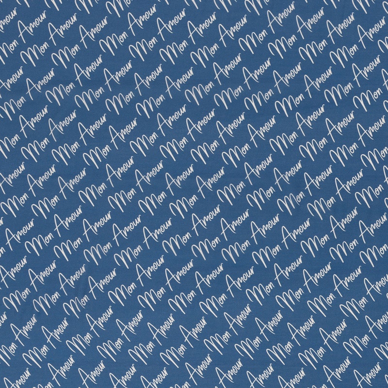 Viskose - Viskosewebware - Swafing - Chloé by lycklig design - Mon Amour auf Blau - Reststück 160cm x 140cm