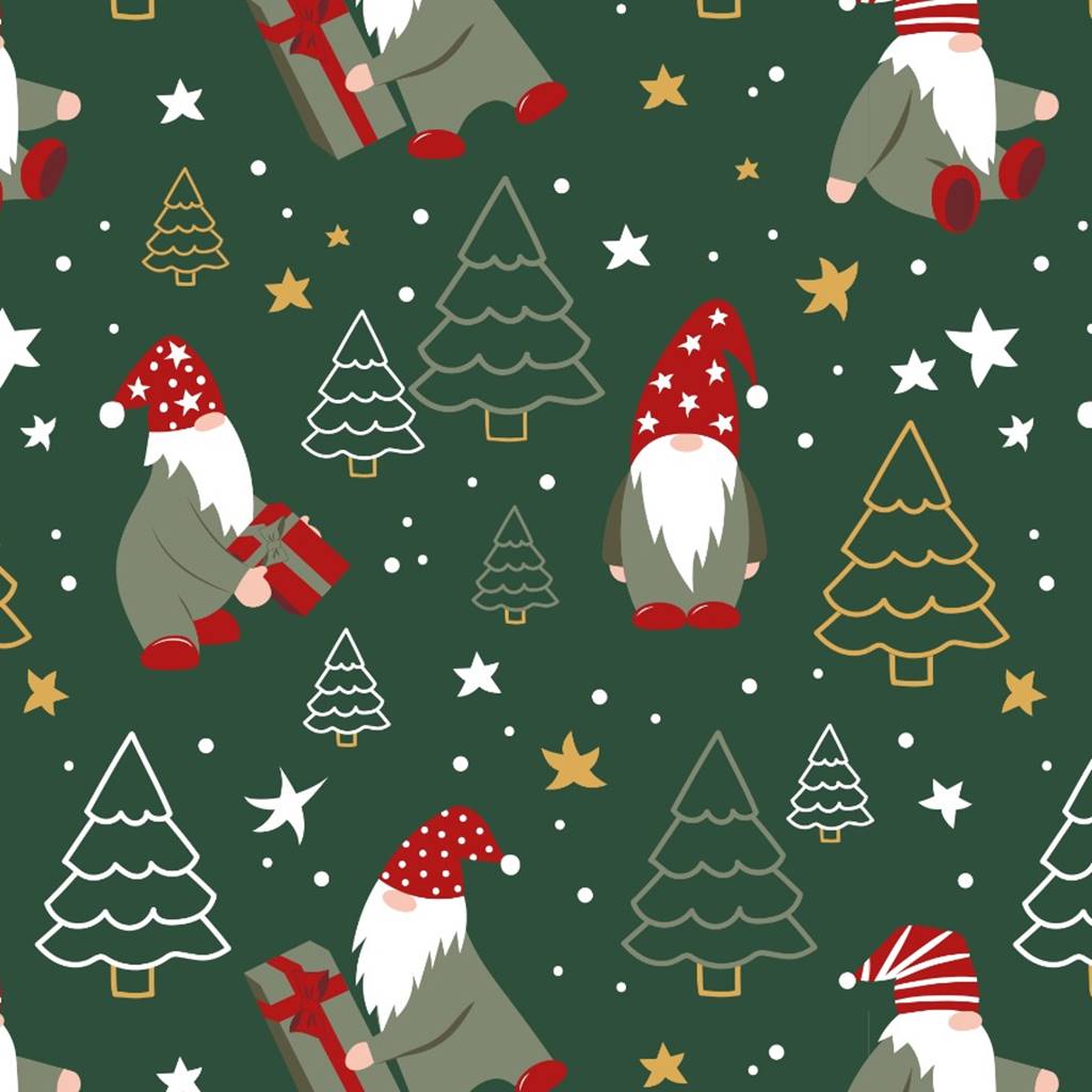 Webware - Baumwolle - Weihnachten - Wichtel auf Grün