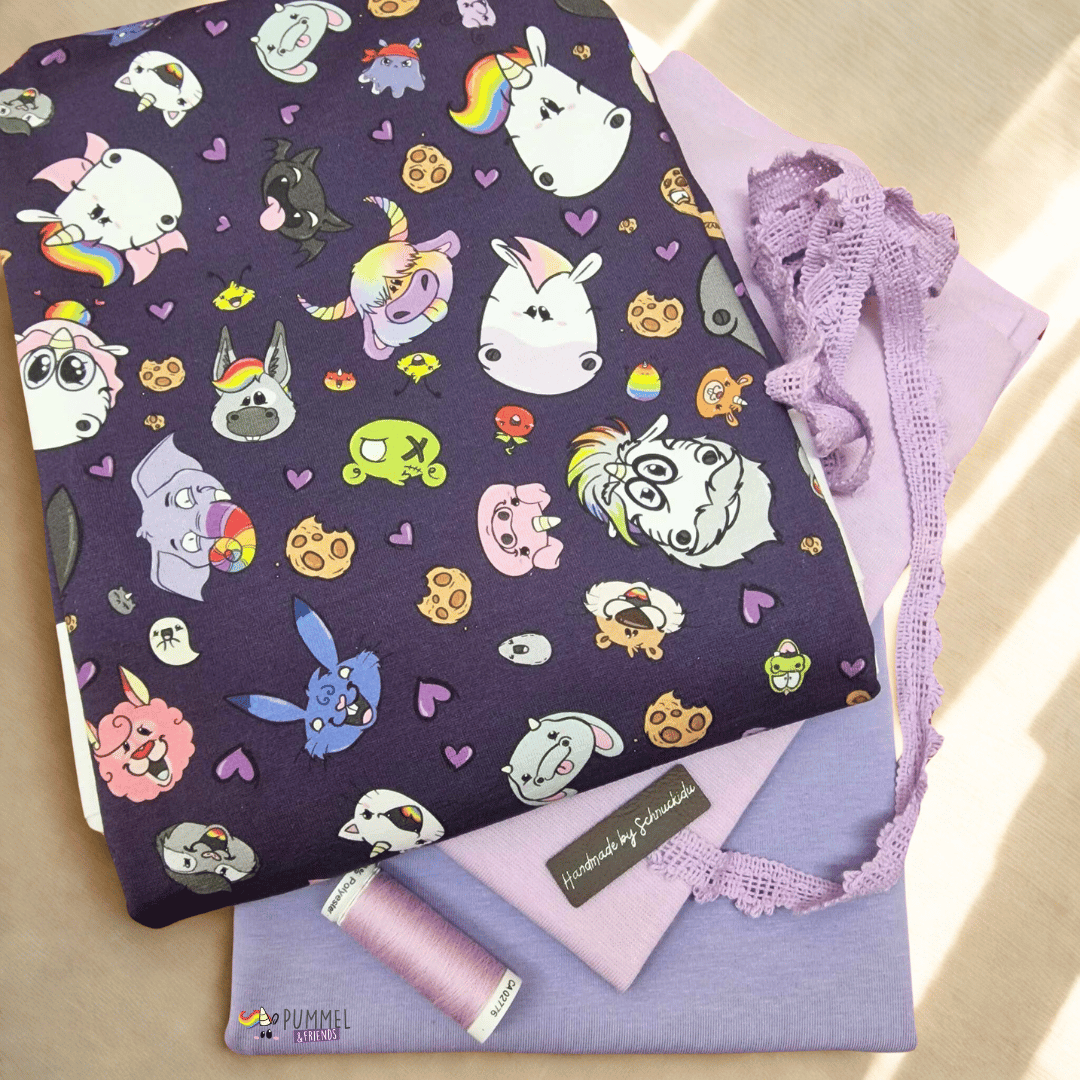 Stoffpaket - UNIKAT - Pummeleinhorn - Glitzerweltler Lila