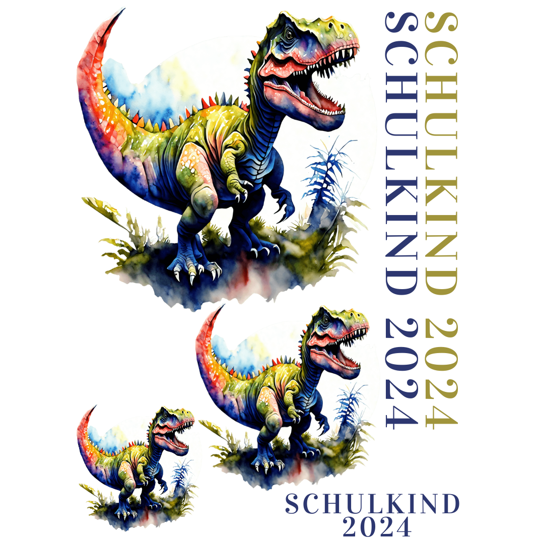 Bügelbild - Plott - Schulanfang - Dino - 20,7cm x 29,7cm