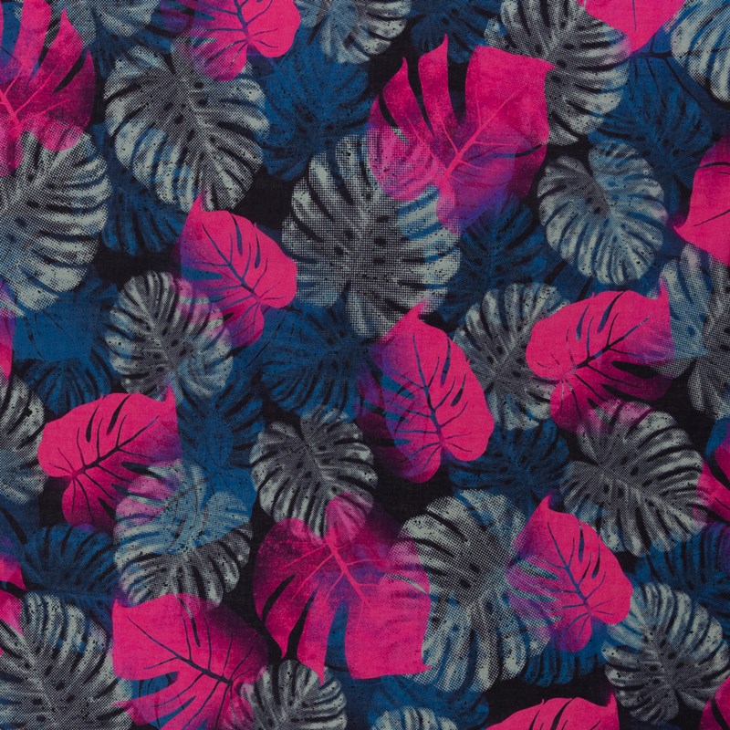 Webware - Baumwolle - Swafing - Jungle Network by Thorsten Berger - Palmenblätter in Pink Stoffrest 240cm