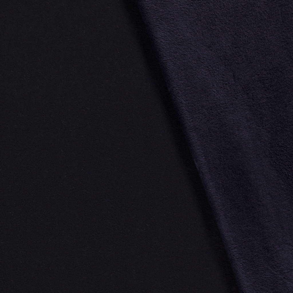 Alpenfleece Stoff Uni Navy Dunkelblau mit weicher Plüsch Abseite Meterware kaufen
