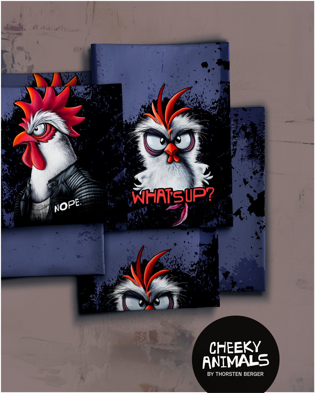 VORORDER - French Terry - Swafing - Thorsten Berger - Panel - Cheeky Animals - 80x150cm - Chickeria NOPE