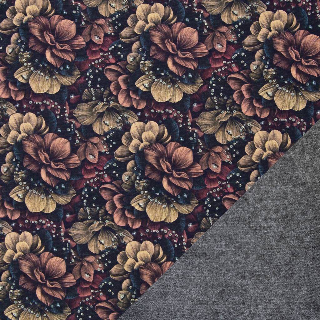 Alpenfleece - Sweat Stoff mit Plüschfell-Abseite - Swafing -  Isla - Blumen