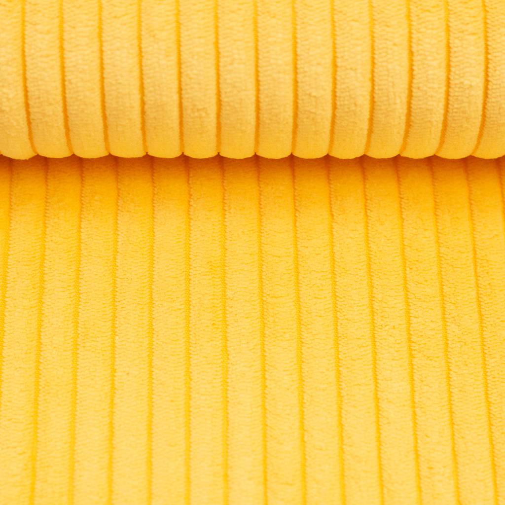 Swafing Breitcord Wanja in Gelb, robuster Cordstoff, 100% Polyester, 380g/m², sonniges Design, Vorbestellung